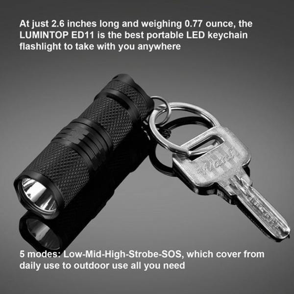 CREE LED Everyday Carry Flashlight IPX - 8 Waterproof 1100 CD Beam Intensity