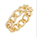 925 Sterling Silver Eternity Link Chain Band Women Rings Classic Cuban Style