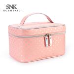 Dot Pattern Double Zipper 205*135*125mm Travel Makeup Organizer