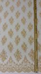 French Stretch Beige Pearl Beaded Wedding Lace Fabric With Scalloped Edge