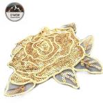 Gorgoes Golden Floral Sew On Patches , Shiny Rose Embroidery Patch For Garment