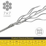 300FT Deck Railing Cable T316 7x7 Stainless Steel Wire Rope Special Cold Heading