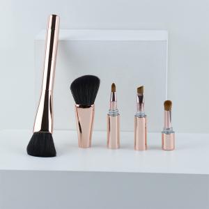 Wholesale Shiny Rose Gold Portable Travel Makeup Brush Plastic Handle Mini 4 In 1 from china suppliers