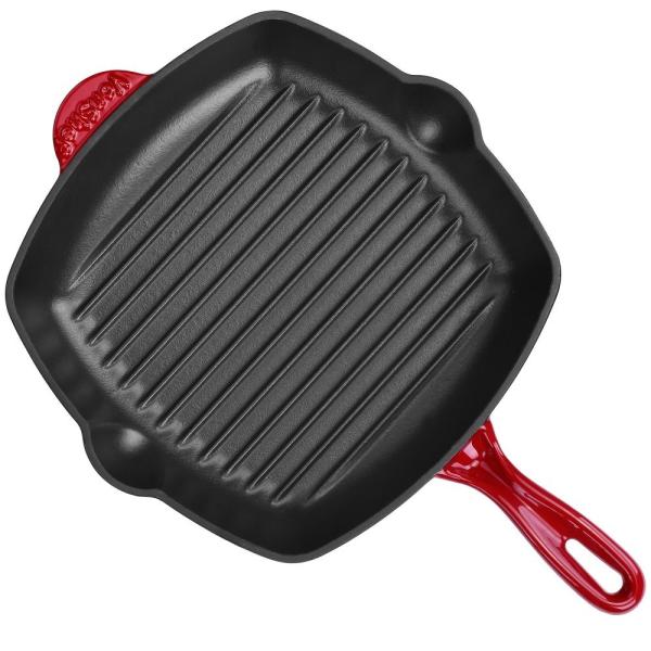 Enamel square cast iron grill pan 26cm