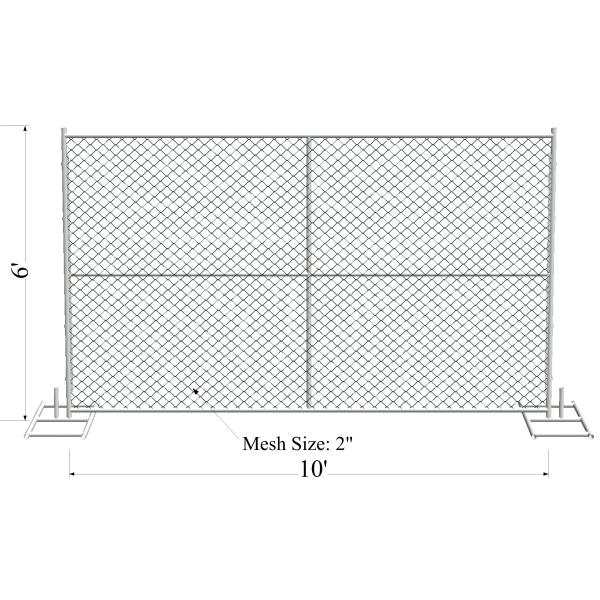 6' x 10' “Smart Kids” temporary chain link fence panels 1.625"(41.2mm) Outer Diameter zinc coated minimum 300gram/sqm