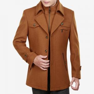 China Men's Wool Cloth Thicken Coat with Full Size and 100% Polyester Filling Material on sale