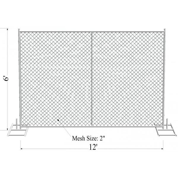 HDG1.2 oz/ft Temporary Chain Link Fence Height 4' 6' 8' Height 9' 9.5' 10' 12' Width Chain  Mesh 57mm x 57mm x 2.7mm dia