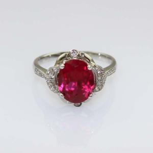 Wholesale White Gold Plated Solid Silver 8mmx10mm Oval Red Cubic Zircon Ring(R169) from china suppliers