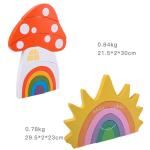 Non Toxic 22cm Rainbow Stacker Wood Montessori Creative Wood Toys