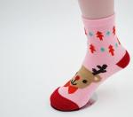 Colorful christmas deer patterned design cotton socks for girls