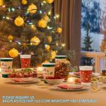 Christmas Paper Coffee Cups With Sleeves Lids 12 Oz Xmas Disposable Party Cup