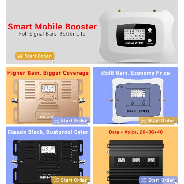 ATNJ Smart Display 2G 3G 4G Signal Booster with 70dB Gain & WiFi Monitoring