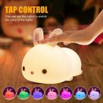 Soft Silicone Rabbit Kids Nursery Bedside Nightlight Lamp Gifts Touch Sense RGB