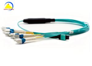 Wholesale 12F MPO Fiber Optic Patch Cord Male 6 DLC Uniboot Connector 10G OM3 Aqua Color from china suppliers