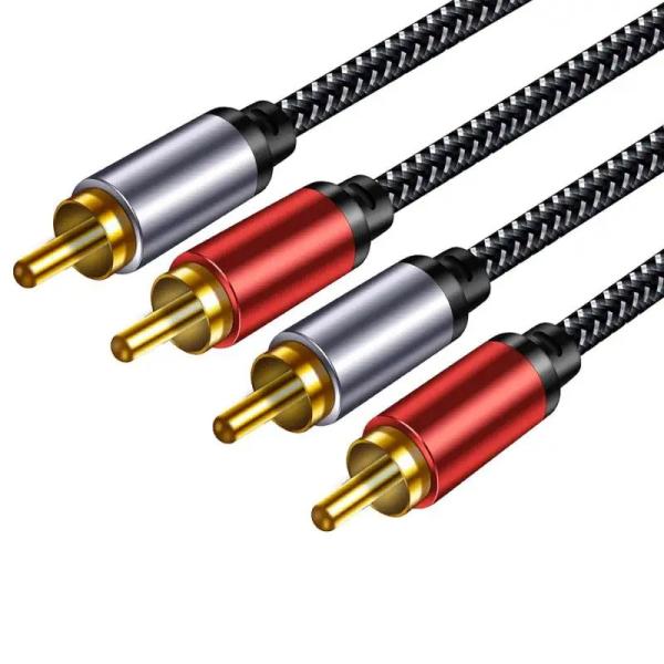 Copper Hi-Fi Dual Shielded OFC 2RCA Male To 2RCA Male Stereo Subwoofer Speaker