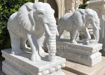 White Marble Elephant Statues Life Size Animal Sculpture Natural Stone Garden
