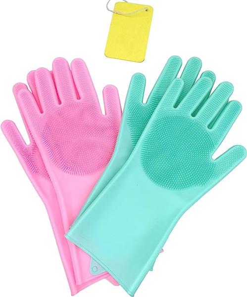 Magic Silicone Dish Washing Scrubber 2 In 1 Reusable Rubber Gloves Heat