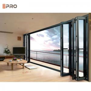 China Aluminum Glass Patio Exterior Bifold Doors Double Glazing Bi Folding Door For Store on sale