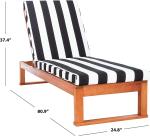 Outdoor Patio Adjustable Wood Chaise Lounge Recliner | Textilene Lounge Chair |