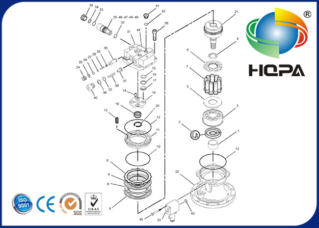 123-2143 099-0333 Excavator Hydraulic Parts E312C Swing Motor Parts