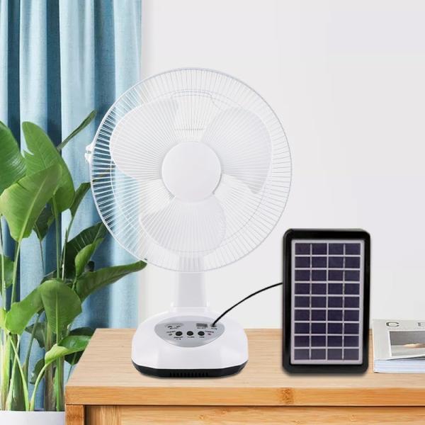 Quality 12 Inch Rechargeable Solar Panel Fan Solar Powered Outdoor Fans Solar Fan with Remote Brushless Motor for sale