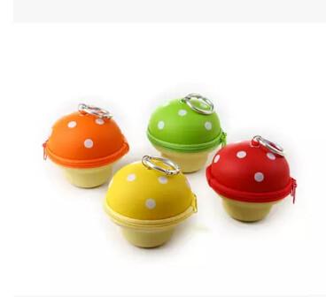 New creative gift product mushroom keychain money box coin bank card organizer