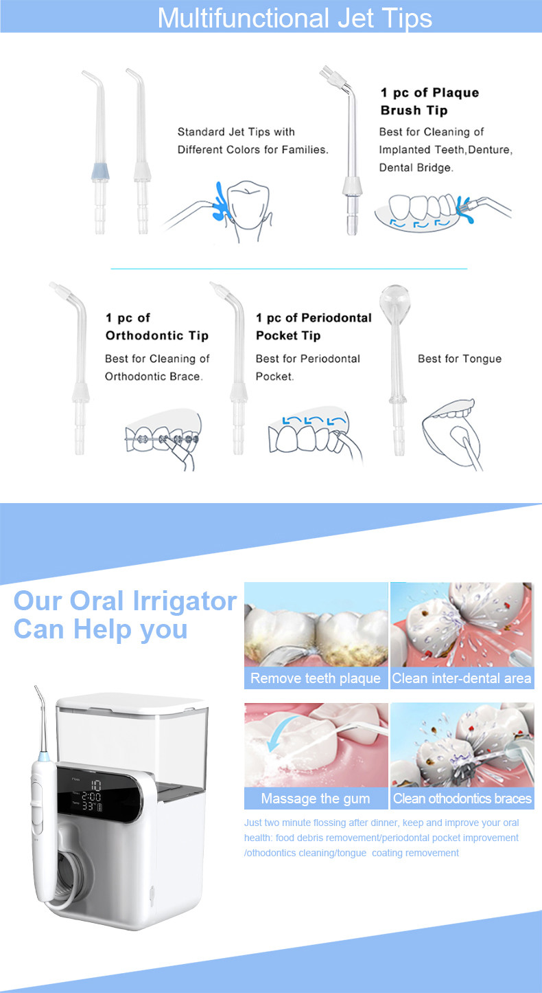 IPX5 Waterproof Cordless Dental Flosser with UV Disinfection 1000ml Oral Irrigator Electric Family Water Flosser