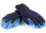 Comfortable Thermal Grip Warm Winter Work Gloves Blue Crinkle Latex Coated