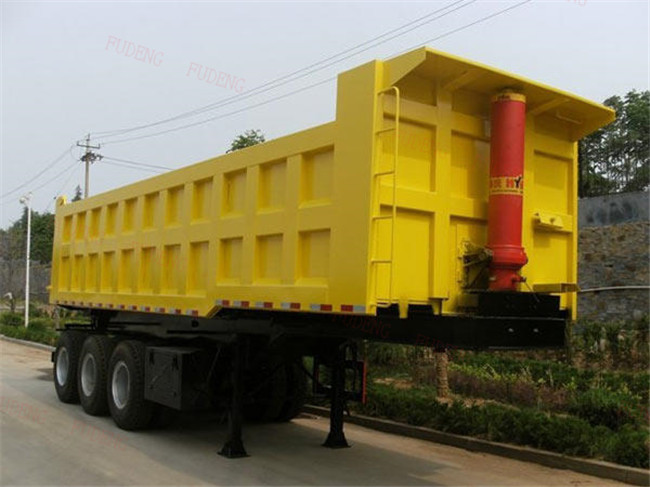 3 Axle Dump Trailer With Four Main Beam / Square Shape Semi Dump Truck