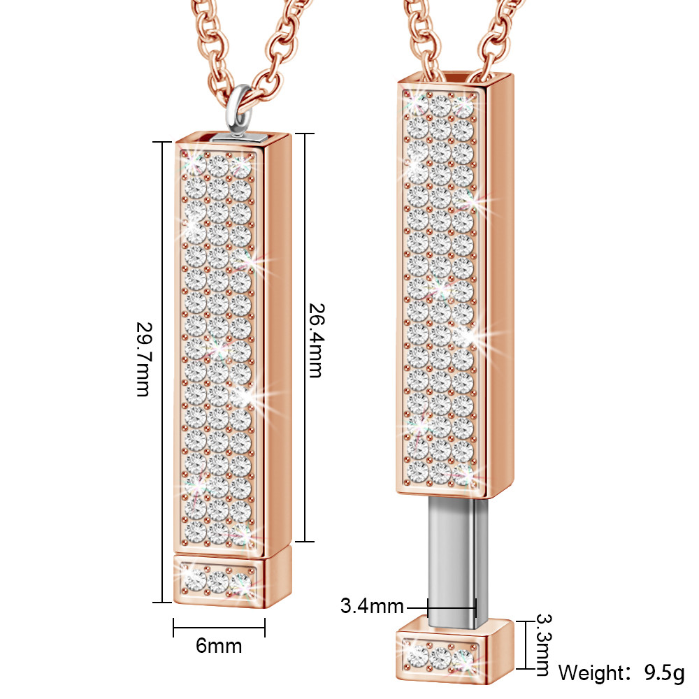 Chic Womens Engraved SS304L Minimalist Bar Necklace