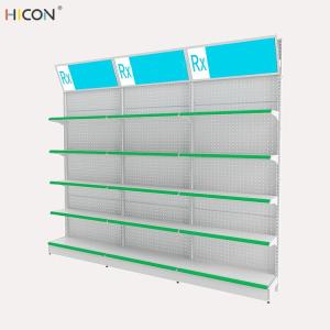Wholesale Premium 3-Group Floor White Pegboard Buy Pharmacy Gondola Shelving from china suppliers