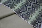 Snake Skin Design Printed PU Leather 0.6mm Green Color For Jacket , Windbreaker