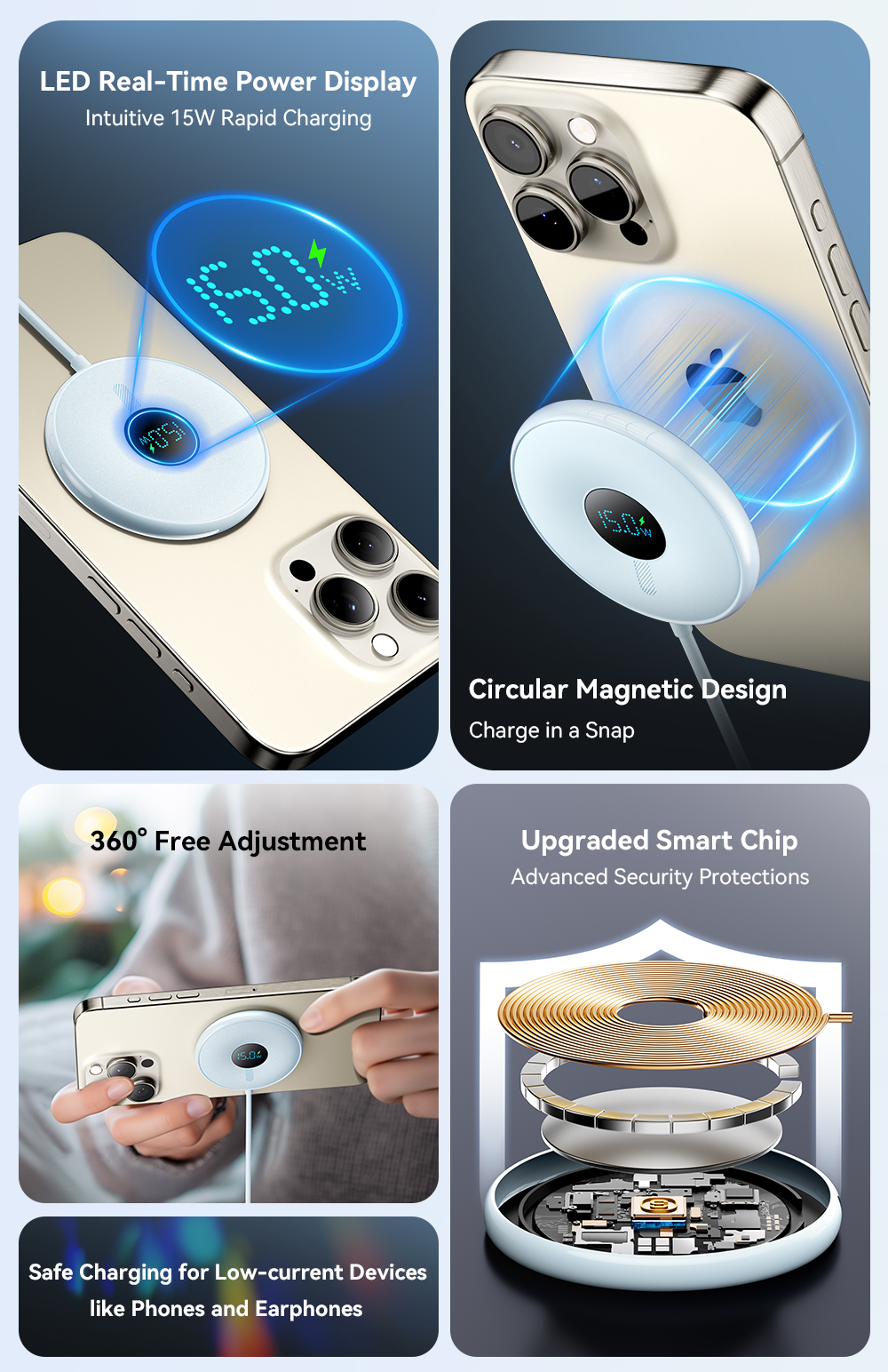 Digital Display Wireless Phone Charger OLP 15W ES-WC10 Series