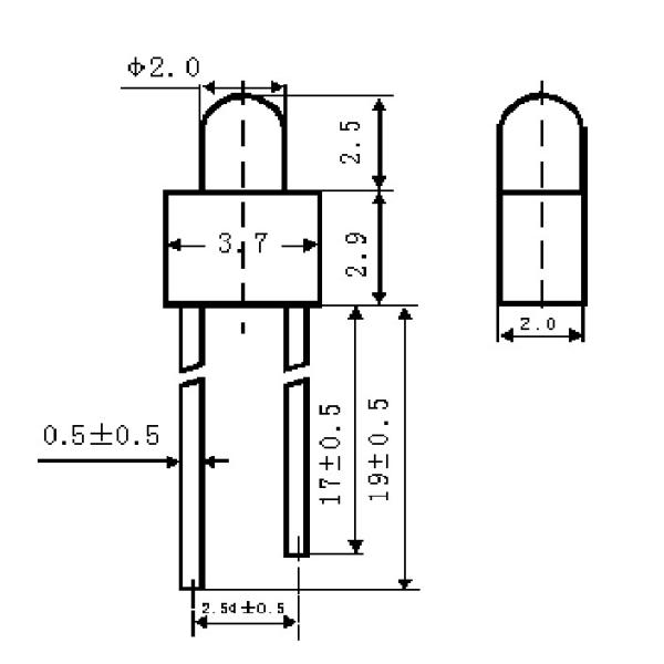 superbright 1.8mm dia tower type led diode