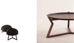 Contemporary Unique Black Walnut Frame Mental Top Coffee Table