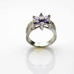 Designer Jewelry Sterling Silver with Yellow Cubic Zircon Flower Gemstone Ring