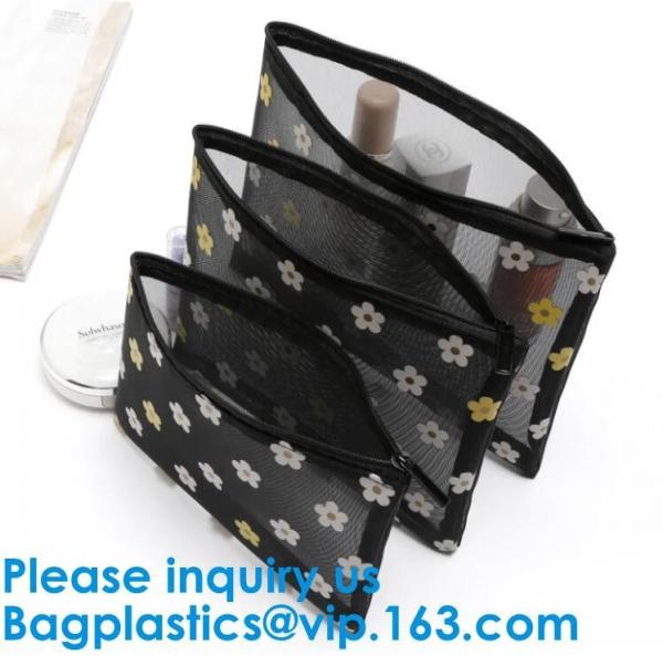 Travel Toiletry Pouch Nylon Mesh Cosmetic Makeup Organizer Bag Zipper Mesh