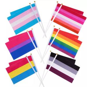Wholesale Custom Logo Small Hand Flags LGBT Flag Portable 14x21cm/20x30cm/30x45cm from china suppliers