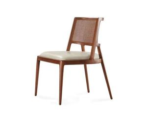 Wholesale Dining Room Furniture Luxury Rattan Solid Wood PU Leather Seat Dining Chair For Restaurant with and OEM Service Accepted from china suppliers