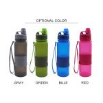 Roll up Collapsible Silicone Water Bottle , 650ML Outdoor