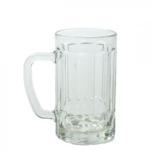 China Cylindrical Glass Beer Mug 16oz Freezer Beer Stein Mugs With Handle on sale