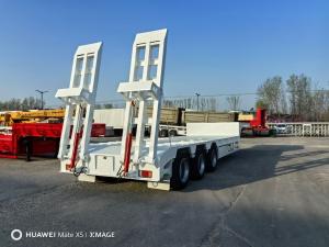 Wholesale 3 Axles Heavy Duty 60/80/100 Tons Lowbed Chassis Tractor Flated Bed Semi Trailer from china suppliers