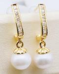 Elegant Earring for Women Gold Color with Big Round Pearl Earring Classic