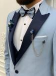 Perris Ice Blue Three Piece Tuxedo Slim Fit For Wedding Day