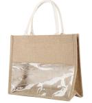 Beach Tote Shoulder Bag With Interior Pocket, Jute Bags Natural Burlap Joint PVC