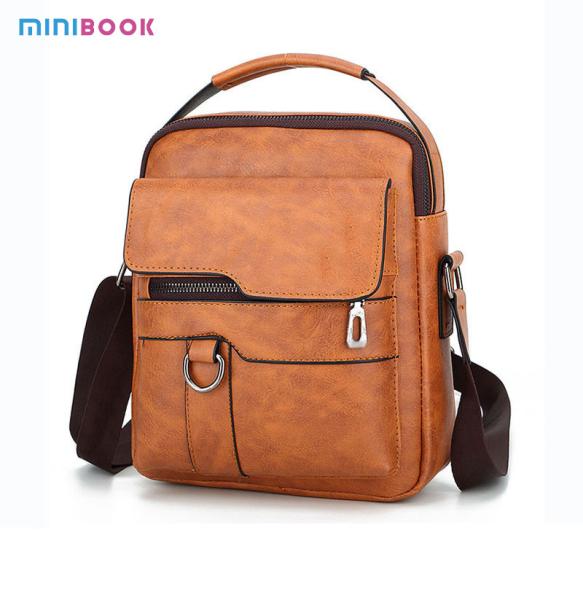 Customized LOGO Waterproof Mens Bags Vintage Style PU Leather Messenger Bag For