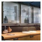 Faucet Accessories Dark Glass Panel Solid Wood Modular Kitchen Cabinets for