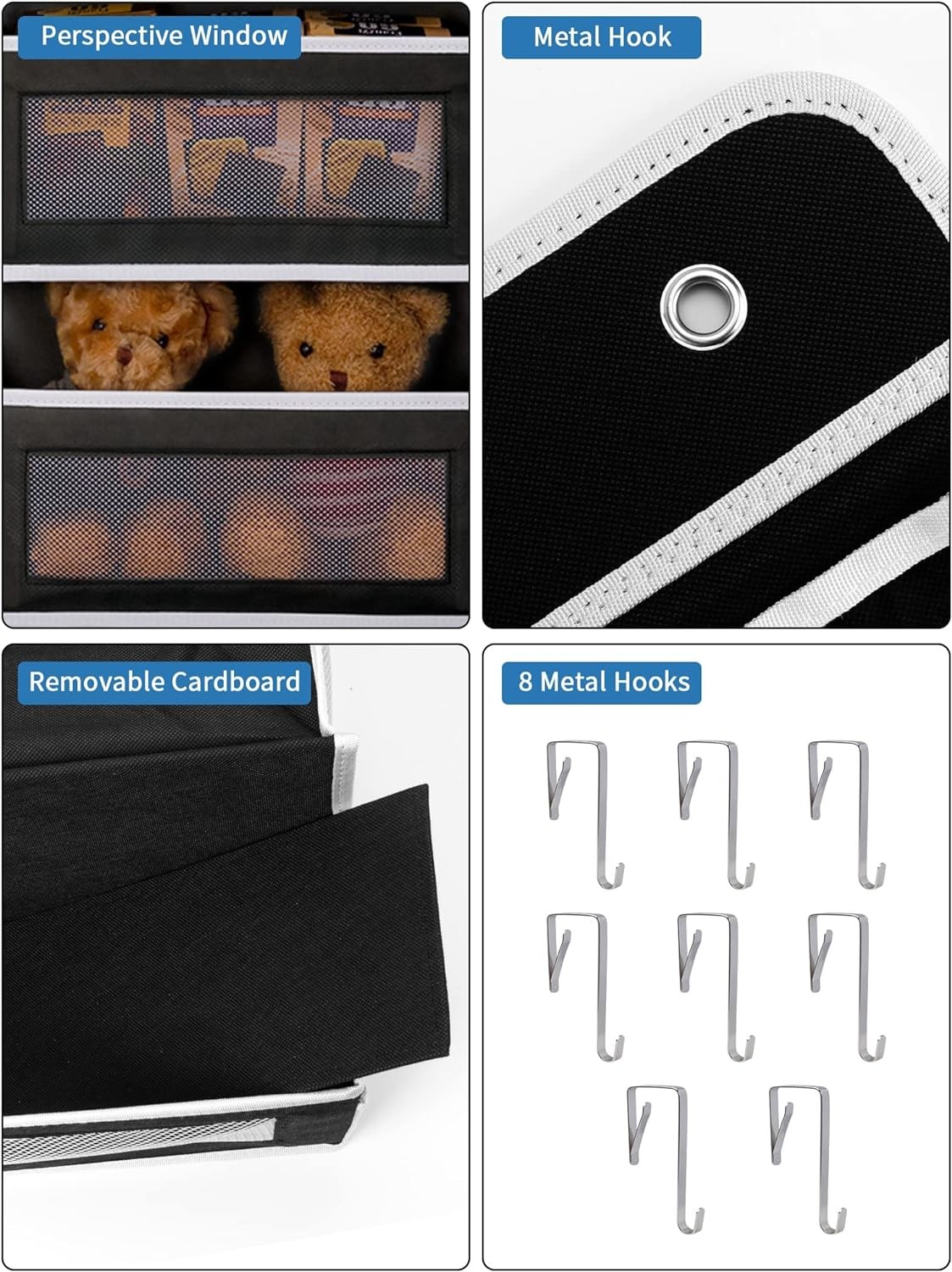 JARLINK 2 Pack 5-Shelf Over Door Hanging Organizer, Foldable Wall Mount 4 Big Pocket Large Capacity Storage with PVC