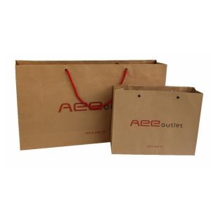 China Natural Brown Kraft Paper Shopping Bags With Handles Custom Logo Printed on sale