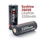 Soshine LiFePO4 26650 Protected Battery: 3200mAh 3.2V